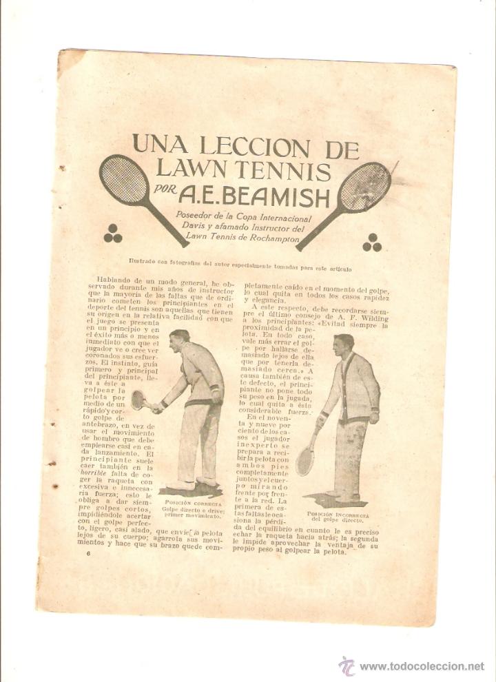 Collectionnisme: A&Ntilde;O 1922 RECORTE PRENSA LECCION DE LAWN TENNIS TENIS BEAMISH
