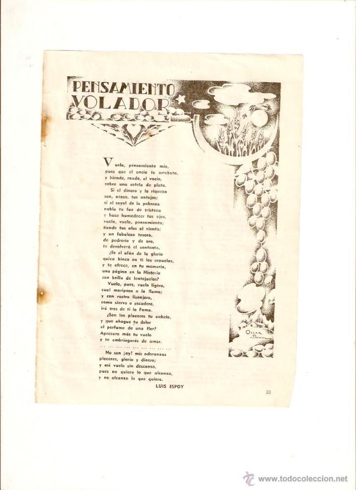 Coleccionismo: A&Ntilde;O 1944 RECORTE PRENSA POESIA PENSAMIENTO VOLADOR LUIS ESPOY