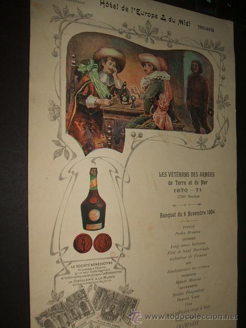 Coleccionismo: MENU 1904 LICOR BENEDICTINO - Foto 1