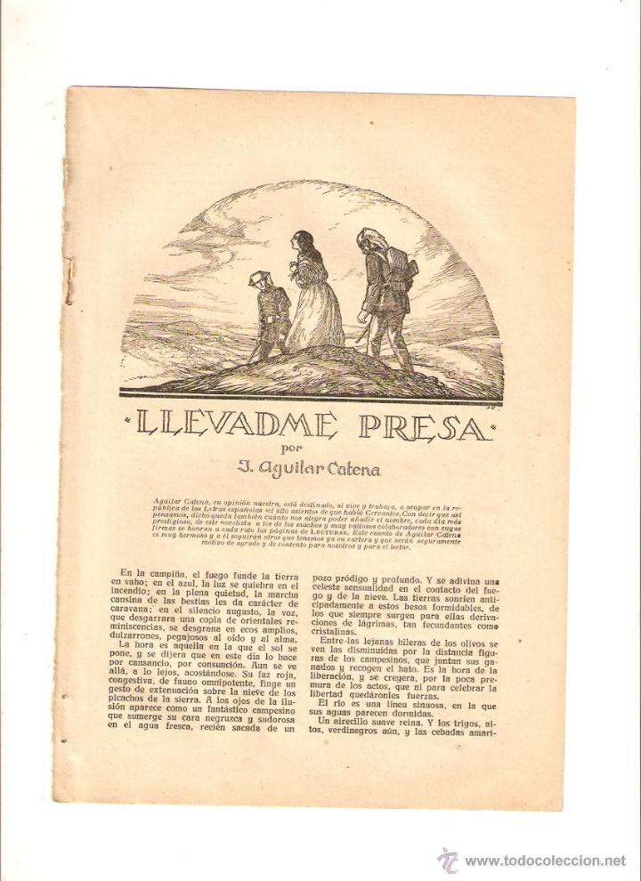Coleccionismo: A&Ntilde;O 1923 RECORTE PRENSA RELATO LLEVADME PRESA AGUILAR CATENA ILUSTRACIONES PEY DIBUJO
