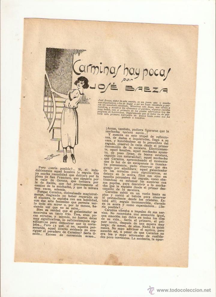 Coleccionismo: A&Ntilde;O 1923 RECORTE PRENSA RELATO CARMINAS HAY POCAS JOSE BAEZA ILUSTRACIONES RAPSOS DIBUJO