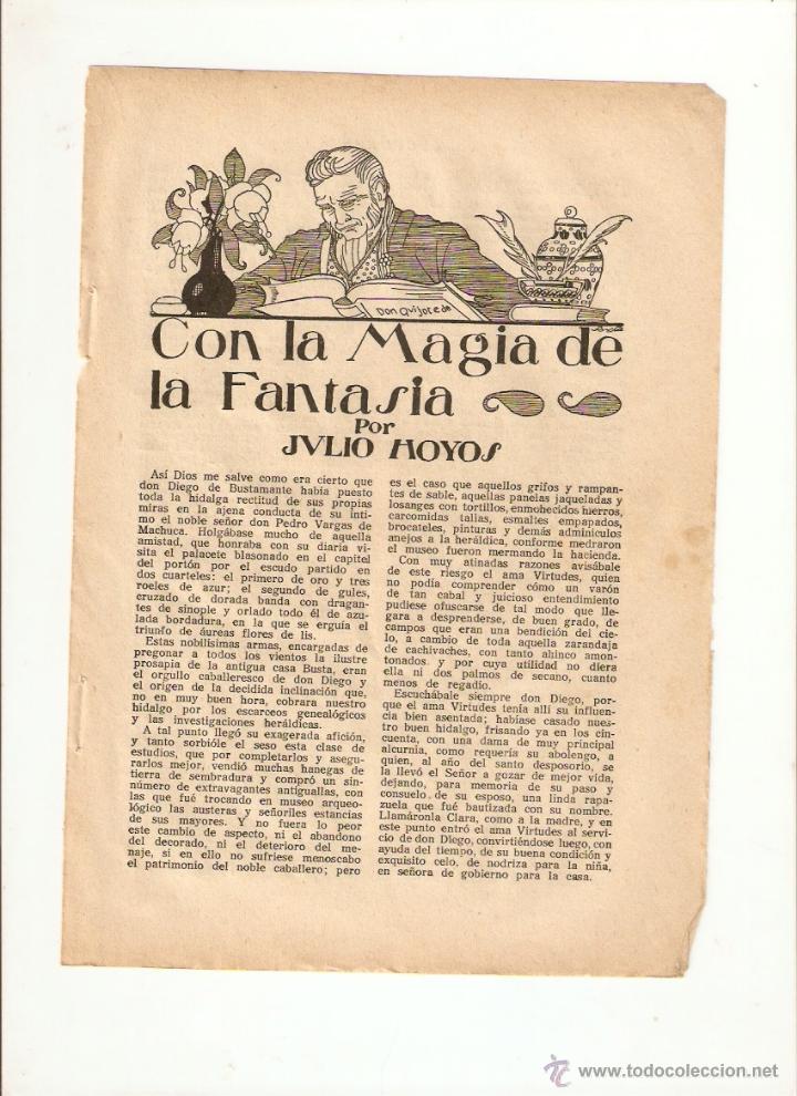 Collecting paper: A&Ntilde;O 1923 RECORTE PRENSA RELATO CON LA MAGIA DE LA FANTASIA JULIO HOYOS ILUSTRACIONES SOUSA