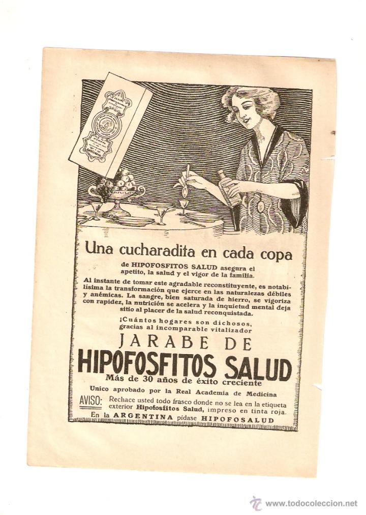 Coleccionismo: A&Ntilde;O 1924 RECORTE PRENSA PUBLICIDAD HIPOFOSFITOS SALUD JARABE