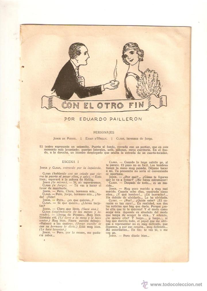 Coleccionismo: A&Ntilde;O 1924 RECORTE PRENSA TEATRO CON EL OTRO FIN EDUARDO PAILLERON ILUSTRACIONES SERRA MASANA