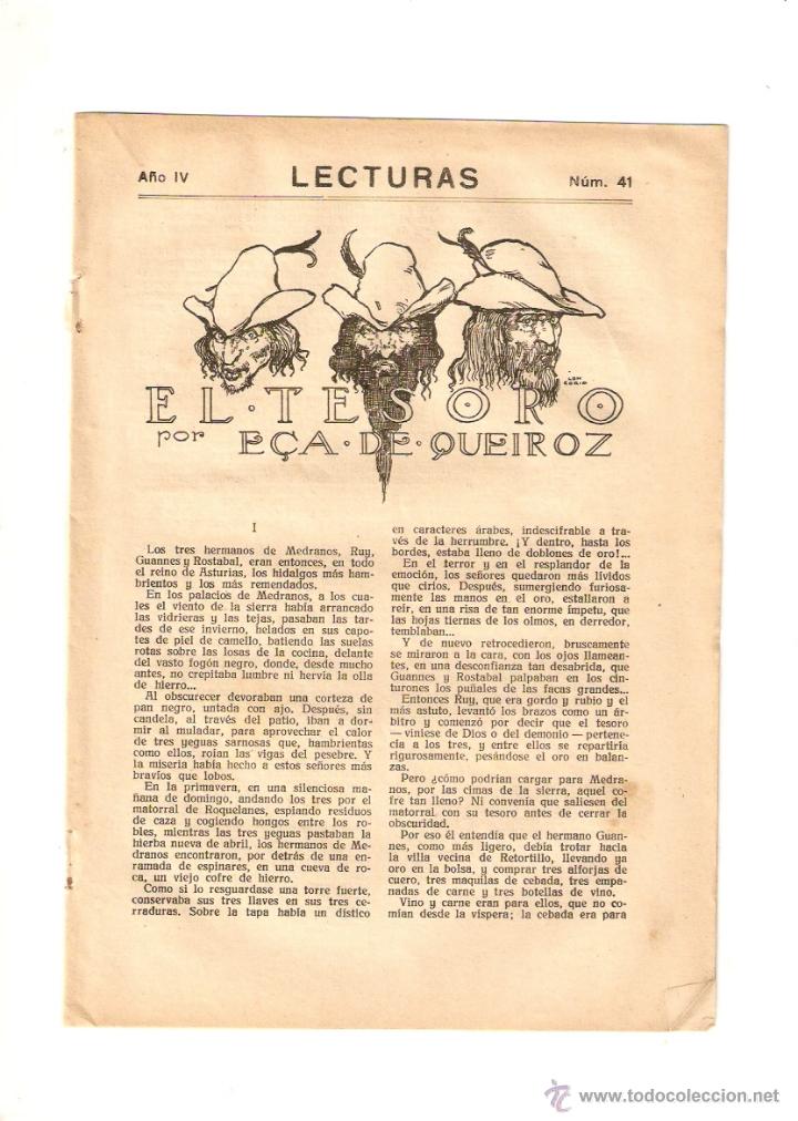 Coleccionismo: A&Ntilde;O 1924 RECORTE PRENSA RELATO EL TESORO E&Ccedil;A DE QUEIROZ ILUSTRACIONES LONGORIA DIBUJO