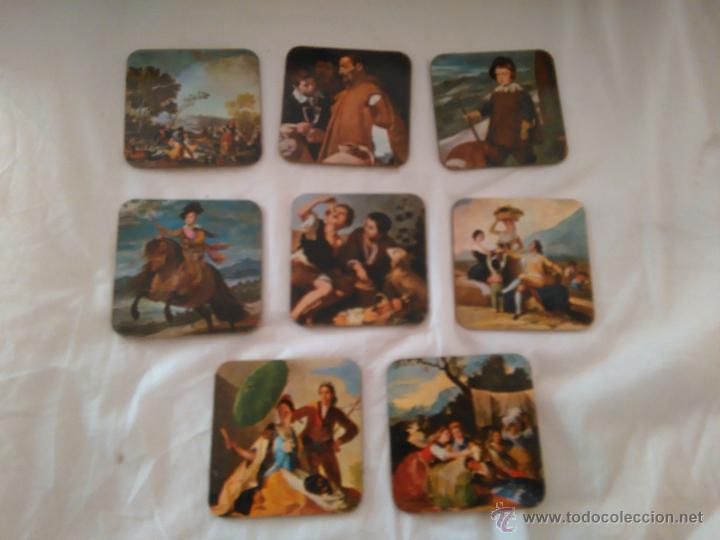 Coleccionismo: LOTE DE 8 ANTIGUOS POSAVASOS DECORADOS CON FAMOSAS PINTURAS DE GOYA, VEL&Aacute;ZQUEZ, ETC... -- A&Ntilde;OS 60??