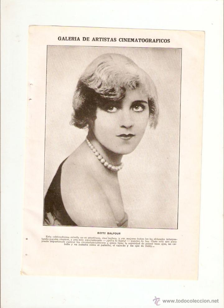 Coleccionismo: A&Ntilde;O 1926 RECORTE PRENSA FOTOGRAFIA BETTY BALFOUR CARLE FOXE ARTISTA ACTOR ACTRIZ CINE