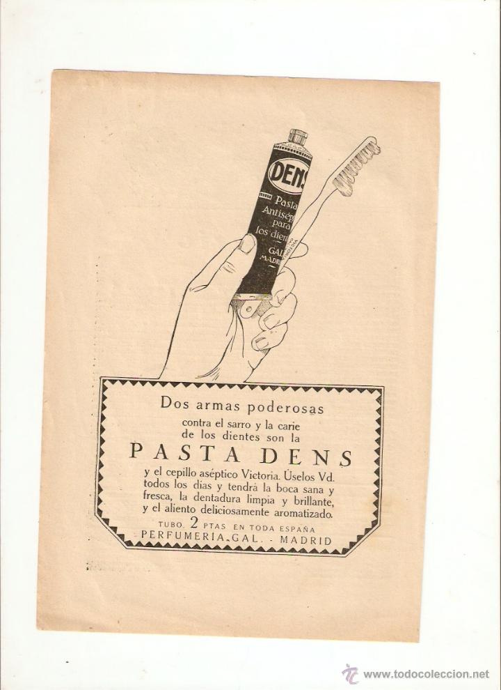 Coleccionismo: A&Ntilde;O 1926 RECORTE PRENSA PUBLICIDAD PASTA DENS PERFUMERIA GAL