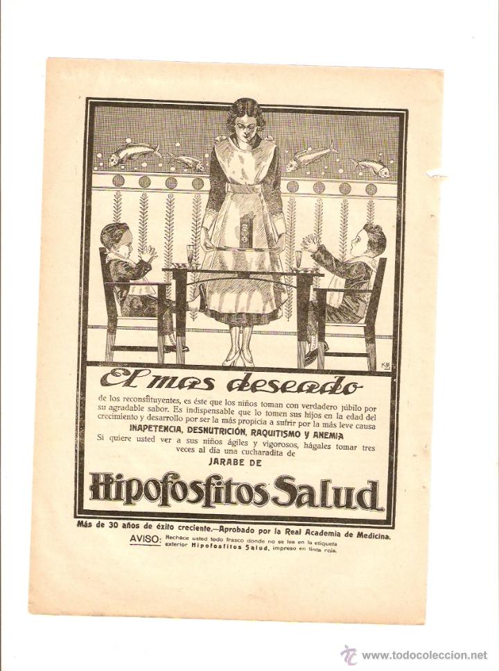 Coleccionismo: A&Ntilde;O 1924 RECORTE PRENSA PUBLICIDAD HIPOFOSFITOS SALUD JARABE