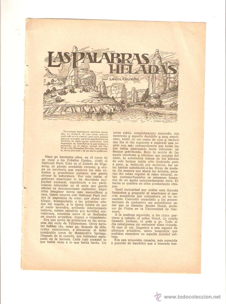 Coleccionismo: A&Ntilde;O 1924 RECORTE PRENSA RELATO LAS PALABRAS HELADAS LEON CLARETIE ILUSTRACIONES LLAVERIAS DIBUJO