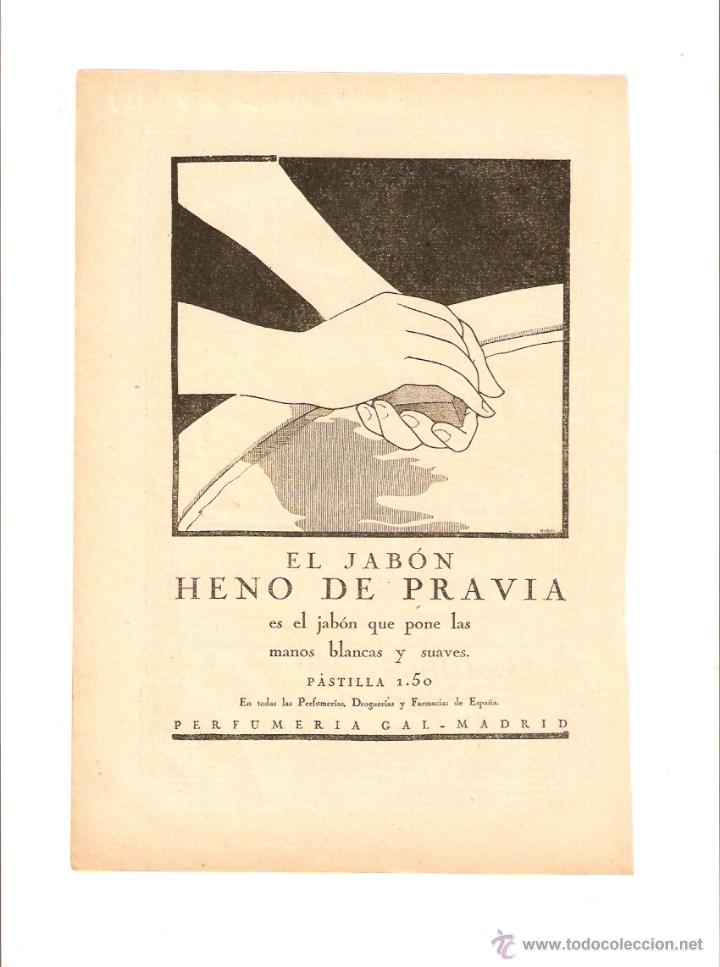 Coleccionismo: A&Ntilde;O 1924 RECORTE PRENSA PUBLICIDAD PASTILLA DE JABON HENO DE PRAVIA PERFUMERIA GAL