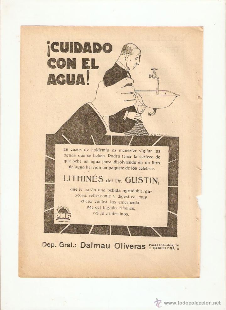 Coleccionismo: A&Ntilde;O 1923 RECORTE PRENSA PUBLICIDAD LITHINES DOCTOR GUSTIN DEPOSITO GENERAL DALMAU OLIVERAS