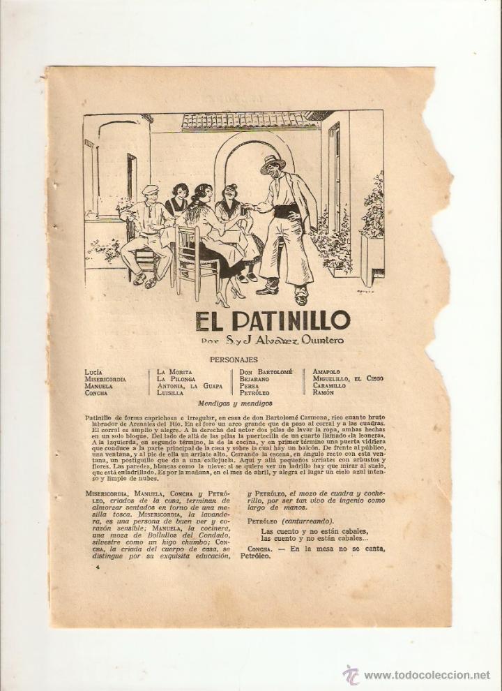 Coleccionismo: A&Ntilde;O 1923 RECORTE PRENSA OBRA DE TEATRO EL PATINILLO ALVAREZ QUINTERO ILUSTRACIONES DE OPISSO DIBUJO