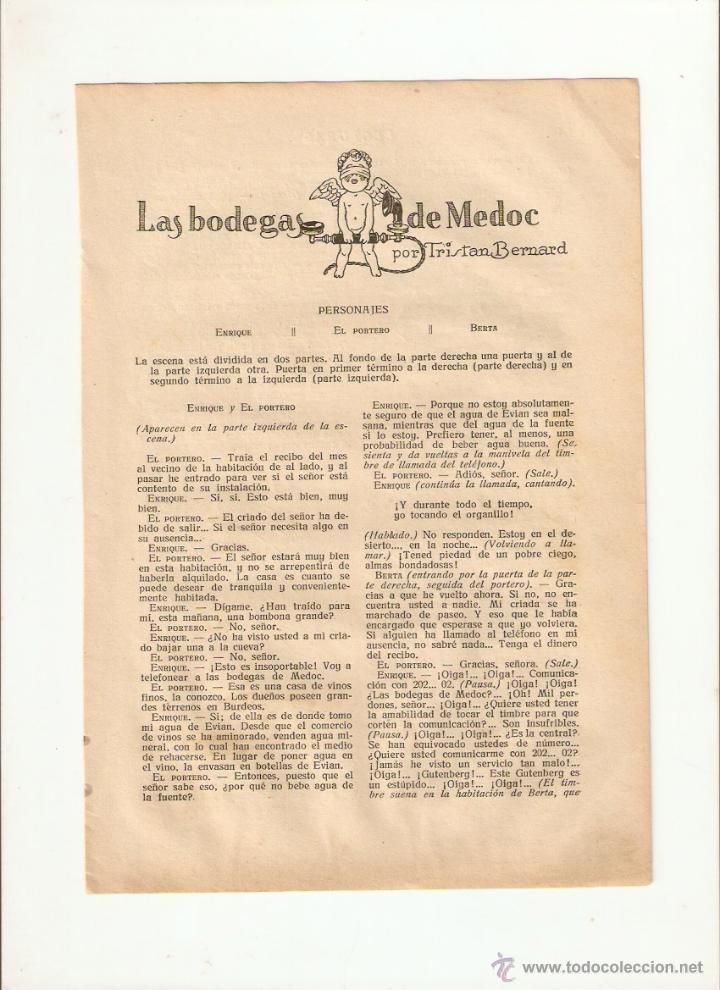 Coleccionismo: A&Ntilde;O 1924 RECORTE PRENSA OBRA DE TEATRO LAS BODEGAS DE MEDOC TRISTAN BERNARD ILUSTRACIONES JUNCEDA