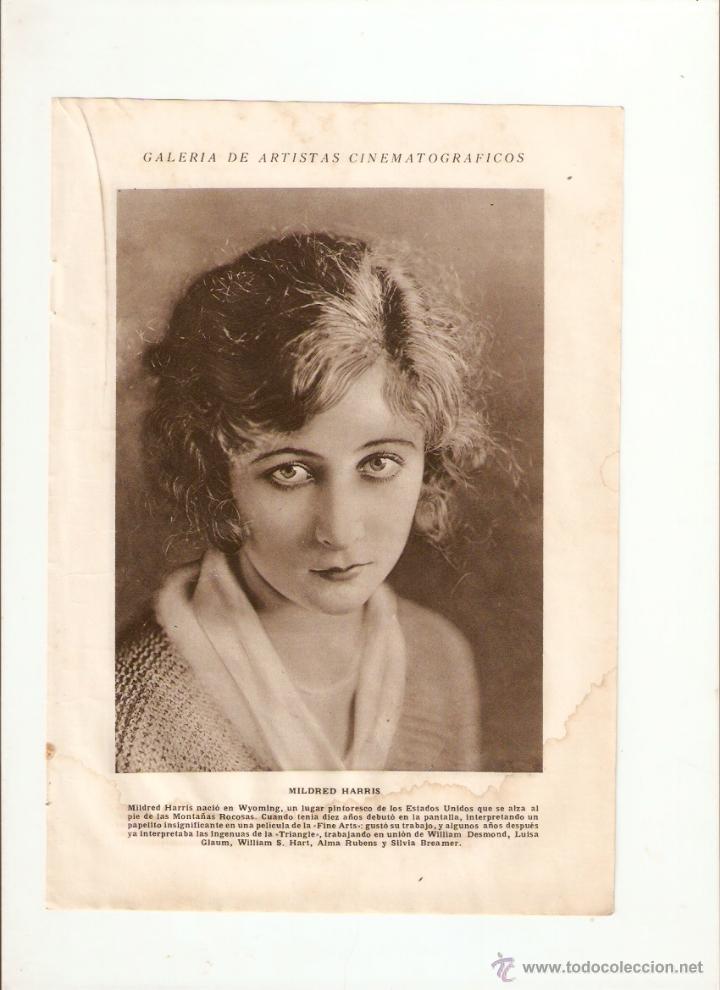 Collecting paper: A&Ntilde;O 1924 RECORTE PRENSA FOTOGRAFIA MILDRED HARRIS JACKIE COOGAN ARTISTAS ACTRIZ CINE