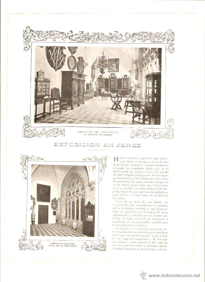 Coleccionismo: A&Ntilde;O 1903 RECORTE PRENSA JEREZ EXPOSICION ARTE MARQUES DE BONANZA MUEBLES EBANISTERIA BARGUE&Ntilde;O