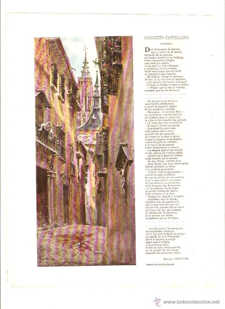 Coleccionismo: A&Ntilde;O1903 RECORTE PRENSA RELATO LEYENDA HIDALGUIA CASTELLANA RAFAEL TORROME RUIZ MORALES DIBUJO POESIA