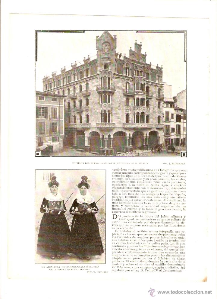 Coleccionismo: A&Ntilde;O 1903 RECORTE PRENSA ESCULTURA BOLOGNESI QUEROL PALMA MALLORCA GRAN HOTEL SEGOVIA ZAMARRAMALA