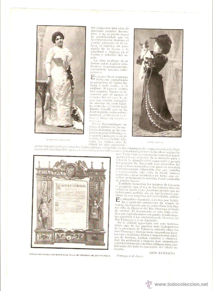 Coleccionismo: A&Ntilde;O 1903 RECORTE PRENSA TITULO CIUDAD A LA VILLA HERRERA DEL RIO PISUERGA PINTURA JOSE VILLEGAS