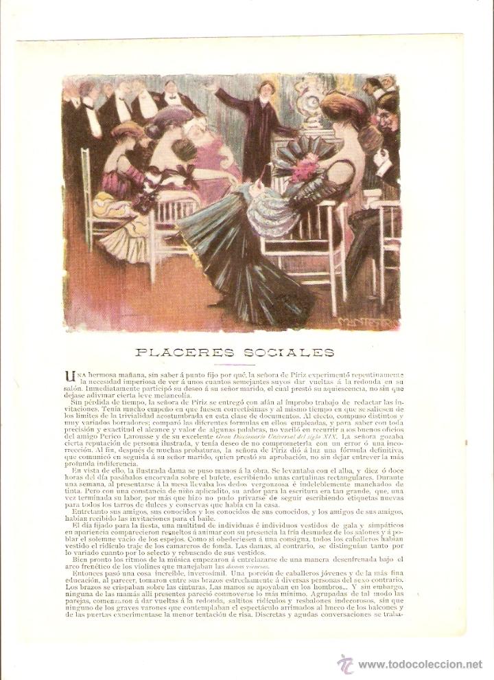 Coleccionismo: A&Ntilde;O 1903 RECORTE PRENSA RELATO PLACERES SOCIALES EDUARDO OSMONT DIBUJO MONTESERIN PINTURA