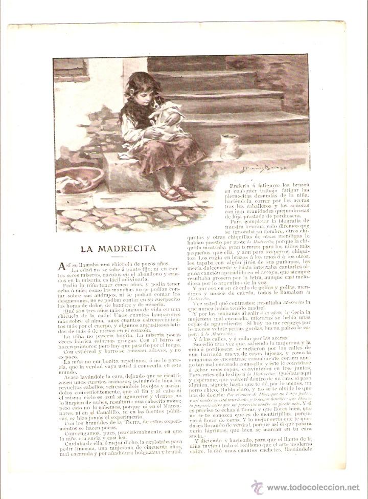 Coleccionismo: A&Ntilde;O 1903 RECORTE PRENSA RELATO LA MADRECITA JOSE ECHEGARAY DIBUJO MENDEZ BRINGA