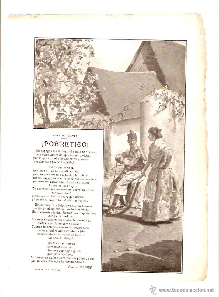 Collecting paper: A&Ntilde;O 1903 RECORTE PRENSA POESIA POBRETICO AIRES MURCIANOS VICENTE MEDINA DIBUJO J FRANCES MURCIA