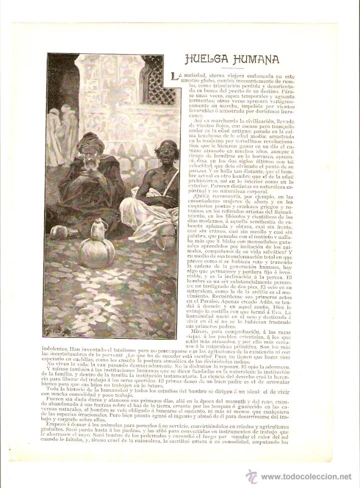 Collectionnisme: A&Ntilde;O 1903 RECORTE PRENSA RELATO HUELGA HUMANA EUGENIO SELLES DIBUJO MENDEZ BRINGA