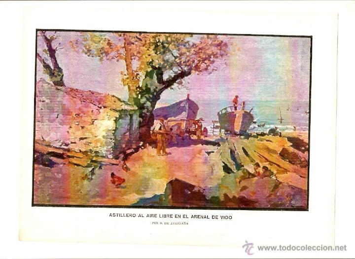 Coleccionismo: A&Ntilde;O 1903 RECORTE PRENSA PINTURA DIBUJO LAMINA ASTILLERO AL AIRE LIBRE EN EL ARENAL DE VIGO AVENDA&Ntilde;O