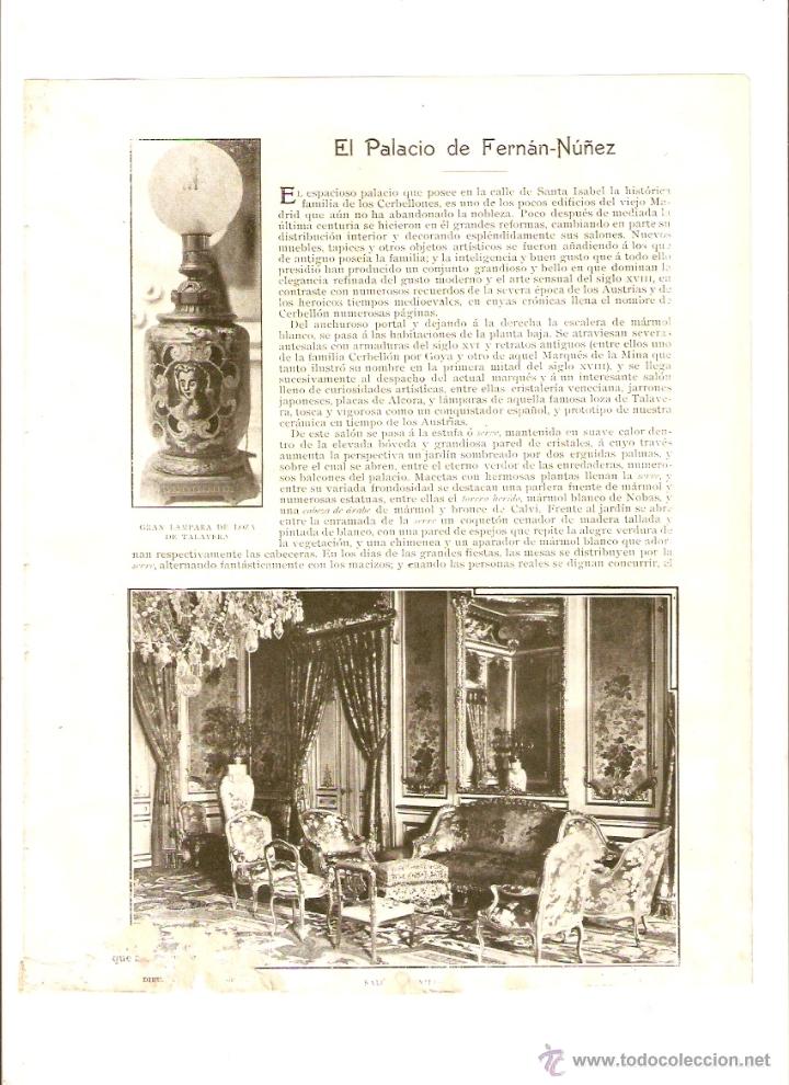 Collectionnisme: A&Ntilde;O 1903 RECORTE PRENSA FOTOS ANTIGUAS MADRID EL PALACIO DE FERNAN NU&Ntilde;EZ