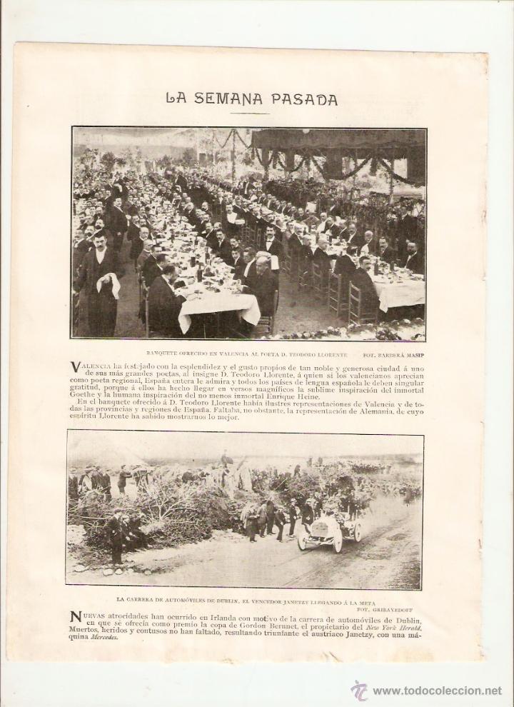 Coleccionismo: A&Ntilde;O 1903 RECORTE PRENSA VALENCIA BANQUETE OFRECIDO AL POETA TEODORO LLORENTE FOTO BARBERA MASIP POES