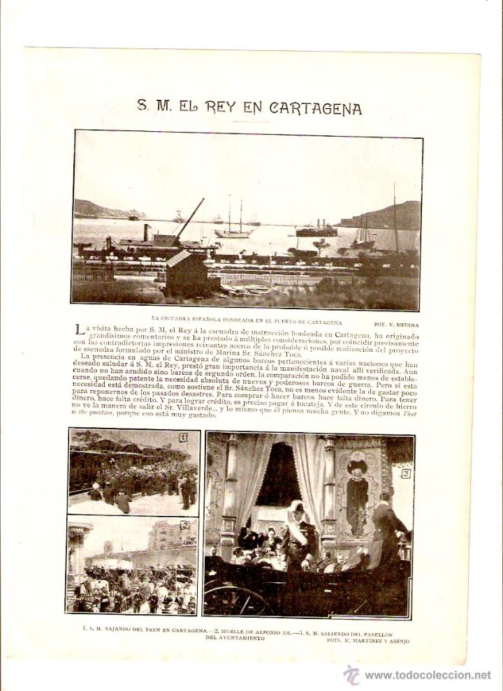 Collecting paper: A&Ntilde;O 1903 RECORTE PRENSA VISITA EL REY CARTAGENA ESCUADRA ESPA&Ntilde;OLA PUERTO DE CARTAGENA