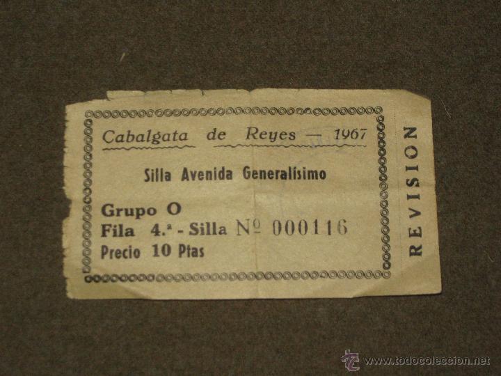 Sammelleidenschaft Papier: MALAGA - CABALGATA REYES MAGOS 1967 - SILLA AVENIDA DEL GENERALISIMO - SELLO AGRUPACION DE COFRADIAS