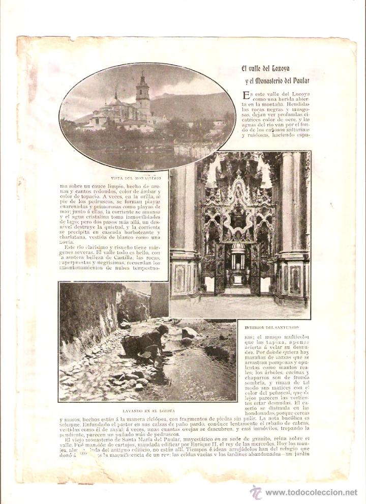 Collezionismo: A&Ntilde;O 1903 RECORTE PRENSA VALLE DE LOZOYA MONASTERIO DEL PAULAR
