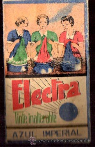 Colecionismo: SOBRE DE TINTE PARA LA ROPA. ELECTRA. AZUL IMPERIAL