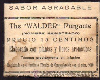 Colecionismo: SOBRE DE PURGANTE WALDER, ELABORADO CON PLANTAS Y FLORES AROMATICAS. LABORATORIO VALDERRAMA