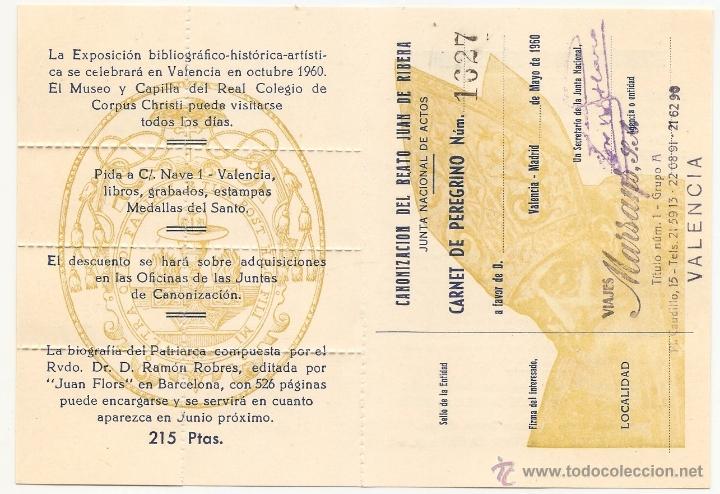 Coleccionismo: Valencia. Carnet de peregrino a la canonizaci&oacute;n del Beato Juan de Ribera. 1950