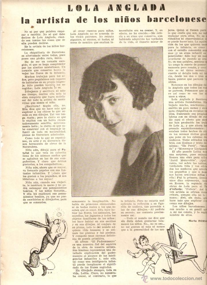 Collezionismo: A&Ntilde;O 1930 RECORTE PRENSA LOLA ANGLADA ARTISTA LABORATORIO MUNICIPAL DE HIGIENE BARCELONA