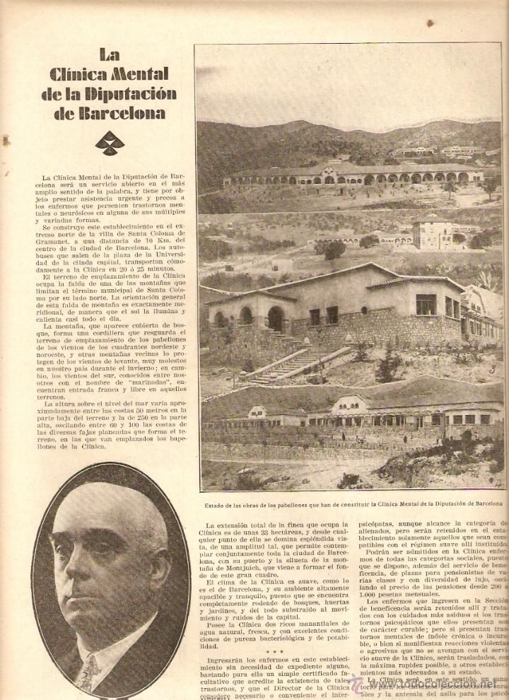 Coleccionismo: 1930 RECORTE PRENSA PSICOLOGIA AFICIONADO FUTBOL VI&Ntilde;ETA CLINICA MENTAL DIPUTACION BARCELONA BUSQUETS