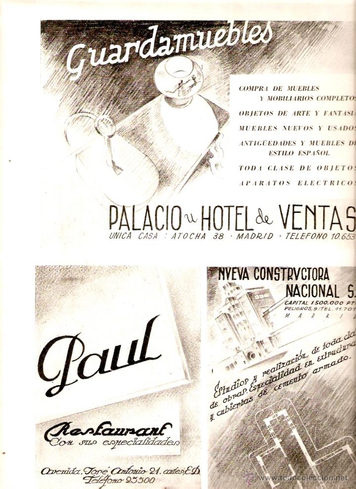 Collecting paper: A&Ntilde;O 1939 RECORTE PUBLICIDAD CONTINENTAL AUTO MADRID GUARDAMUEBLES PALACIO DE VENTAS RESTAURANT LAUL