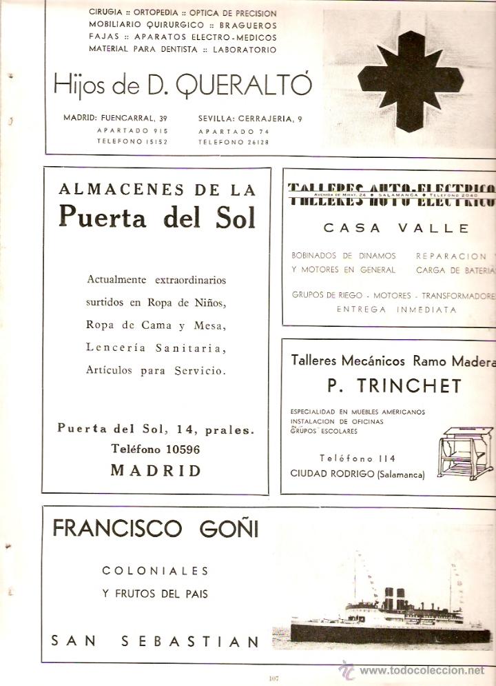 Coleccionismo: A&Ntilde;O 1939 HOJA PUBLICIDAD OROPEDIA QUERALTO TALLERES TRINCHET FRANCISCO GO&Ntilde;I CAVAS GOMA NOUVEL HOTEL