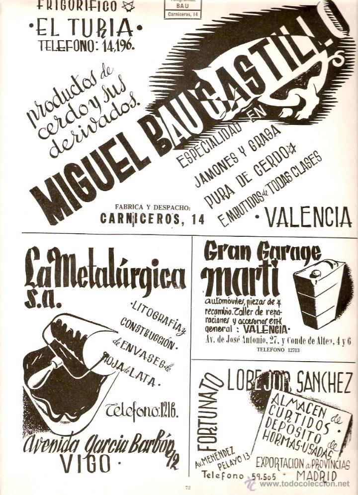 Coleccionismo: 1939 RECORTE PUBLICIDAD MIGUEL BAU TRIGO MIRALLES MALTA MARI CARMEN TALLER TOMAS LOPEZ GARAJE MARTI
