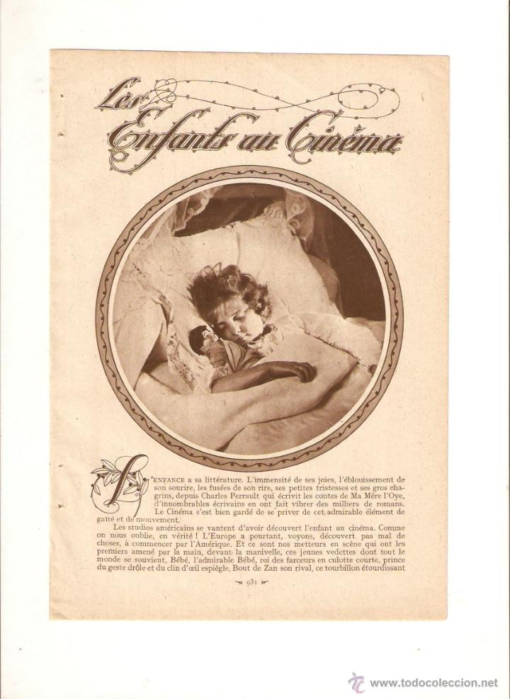 Collecting paper: A&Ntilde;O 1920 RECORTE PRENSA EN FRANCES CINE LES ENFANTS AU CINEMA LOS NI&Ntilde;OS EN EL CINE