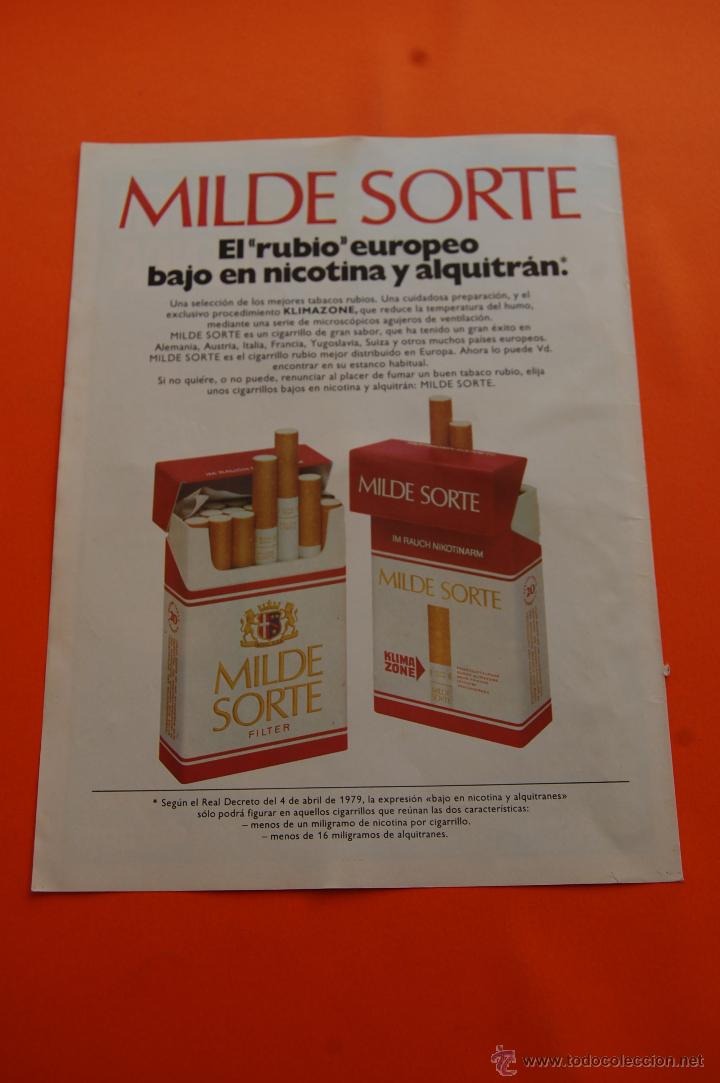 Coleccionismo: PUBLICIDAD 1980 - COLECCION TABACO - MILDE SORTE - Foto 1