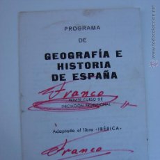 Coleccionismo: PROGRAMA DE GEOGRAFIA E HISTORIA DE ESPAÑA. VICENS VIVES. BARCELONA.