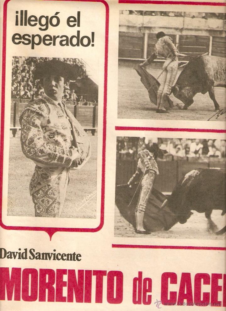Collezionismo: A&Ntilde;O 1970 RECORTE PRENSA TORERO DAVID SANVICENTE MORENITO DE CACERES TOROS TOREO