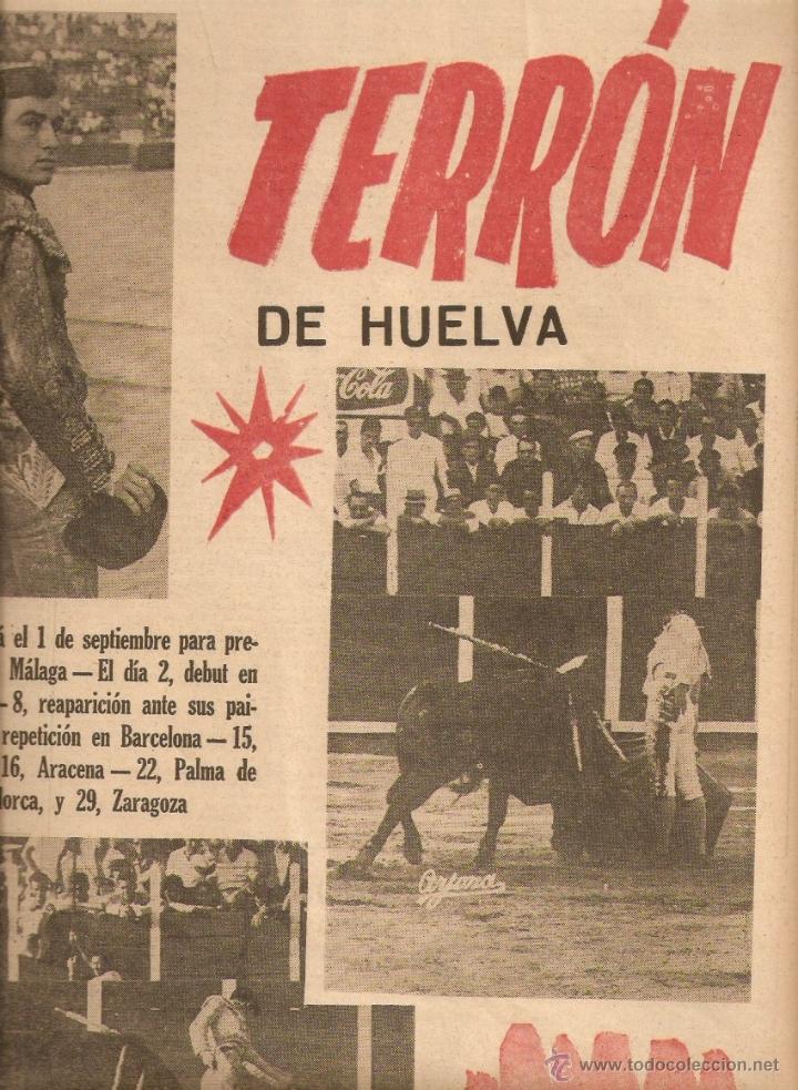 Coleccionismo: A&Ntilde;O 1963 RECORTE PRENSA EL TERRON DE HUELVA TORERO TOREO TOROS