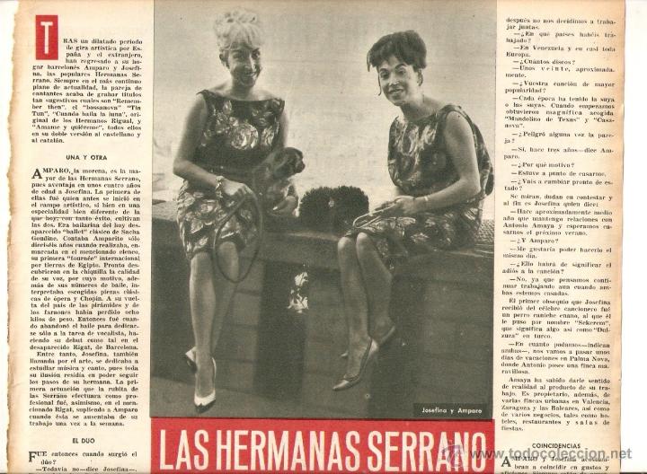 Coleccionismo: A&Ntilde;O 1963 RECORTE PRENSA HERMANAS SERRANO DUO DE CANCION MODERNA MUSICA CANTANTES