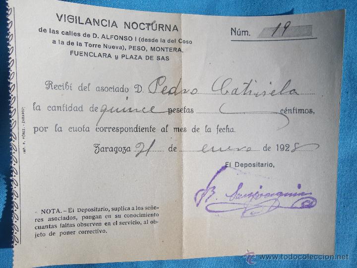 Sammelleidenschaft Papier: RECIBO DE VIGILANCIA NOCTURNA A&Ntilde;O 1928