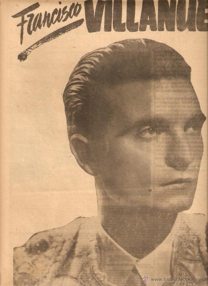Colecionismo: A&Ntilde;O 1954 RECORTE PRENSA FRANCISCO VILLANUEVA TORERO TOREO TOROS