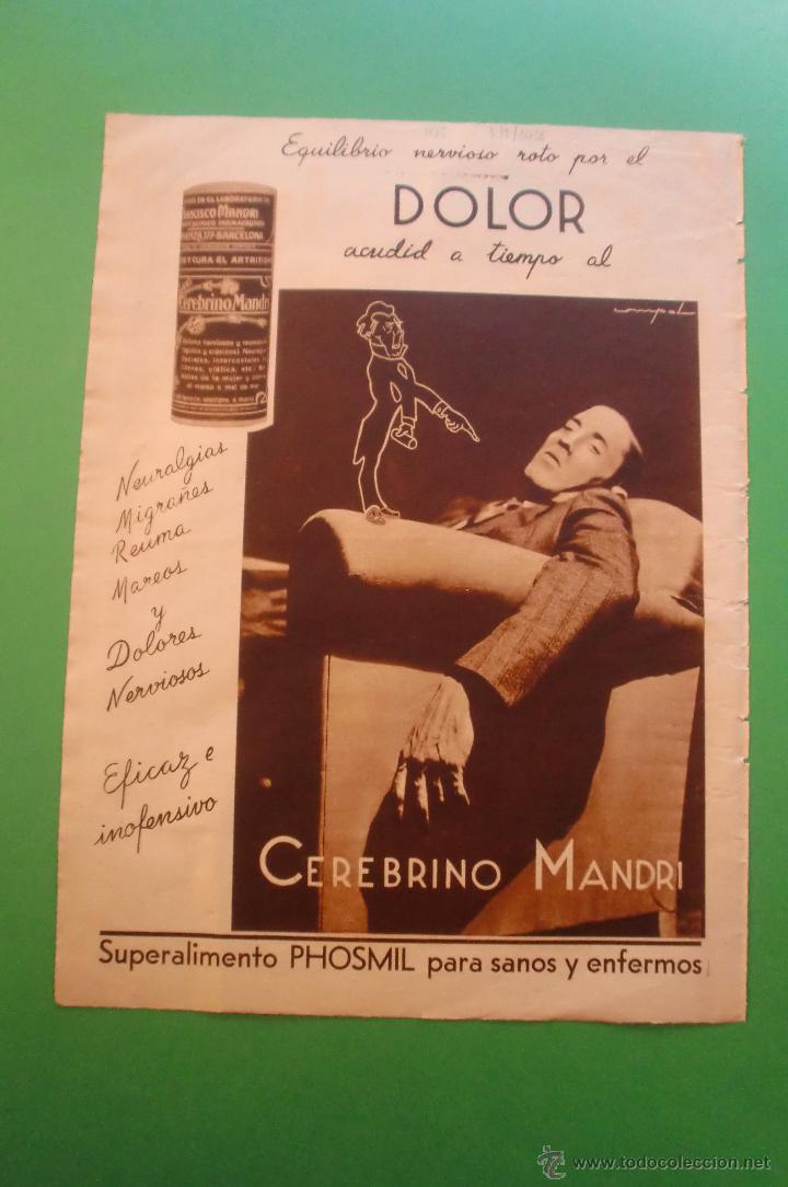 Coleccionismo: CEREBRINO MANDRI 7/3/1936 HOJA SUELTA